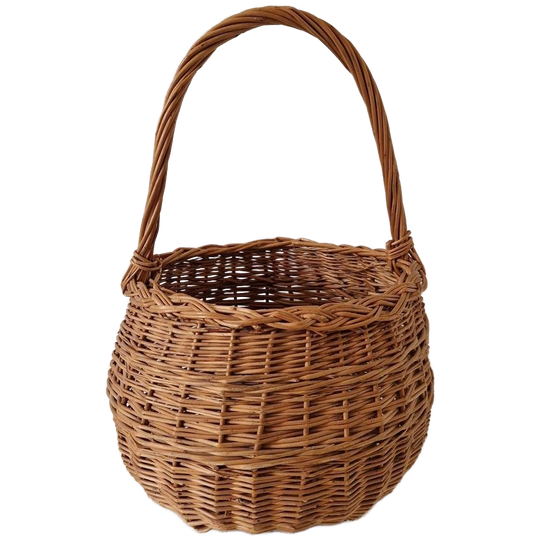 50's Rotan Vintage Mand Picknickmand Hengselmand Mand Mandje 1