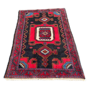 Handgeknoopt Vloerkleed Zwart Rood 125X207Cm Perzisch Tapijt