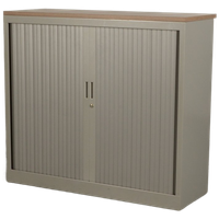 Roldeurkast Officenow - Grijs - 108 X 120 Cm - Topbladkleur Naar Keuze