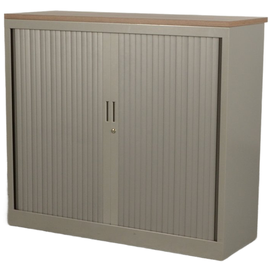 Roldeurkast Officenow - Grijs - 108 X 120 Cm - Topbladkleur Naar Keuze 1