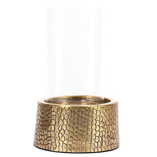 Bazar Bizar | De Croco Kaarsenhouder Met Glas - Messing - M 1