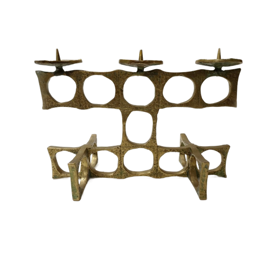 Brutalist Bronzen Kandelaar Van Heinz Goll, Oostenrijk Jaren 60 1