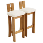 Set Vintage Italiaanse Houten Bar Krukken Boucle thumbnail 1
