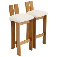 Set Vintage Italiaanse Houten Bar Krukken Boucle