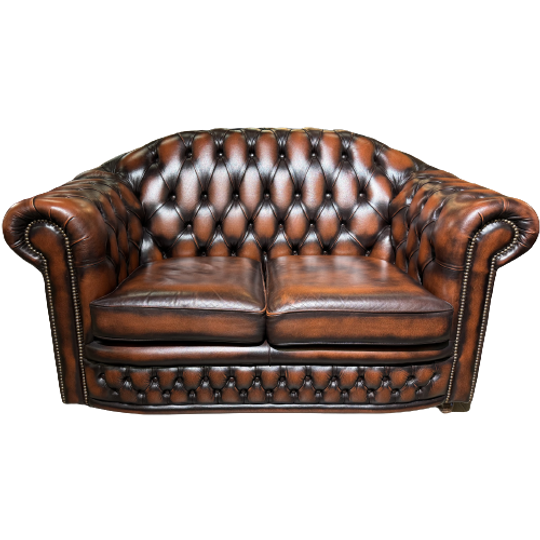 Engelse Springvale Chesterfield 2 Zits Bank In Dark Rust Leer Nottingham 1