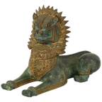 Grote Tempelleeuw Verguld Brons Beeld Thailand Foo Dog 27cm thumbnail 1