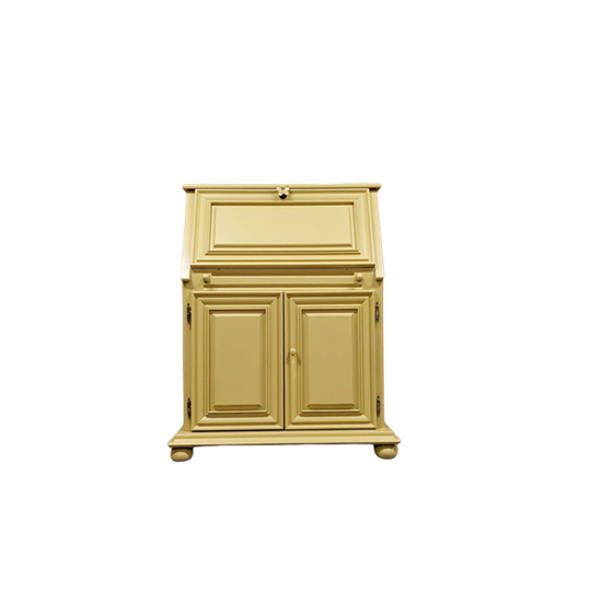 Vintage Klepbureau Secretaire Okergeel 1
