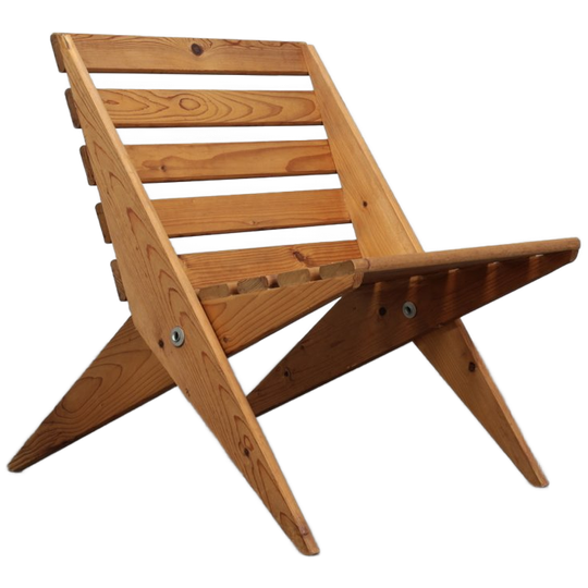 Folding Chair “scissors” In Slatted Pinewood, 1970s 1