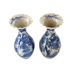Japanse Blauw Wit Arita Imari Vazen Antiek thumbnail 1