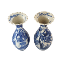 Japanse Blauw Wit Arita Imari Vazen Antiek