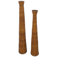 Set Hoge Rotan Kaarsen Kandelaar Vintage