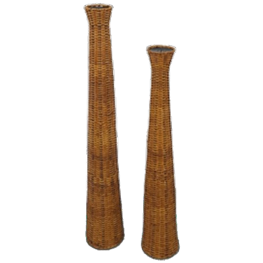 Set Hoge Rotan Kaarsen Kandelaar Vintage 1