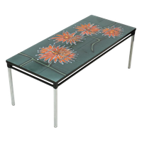 Grote Keramische Tegeltafel Adri Belarti Oranje Bloemen Abstract 109Cm