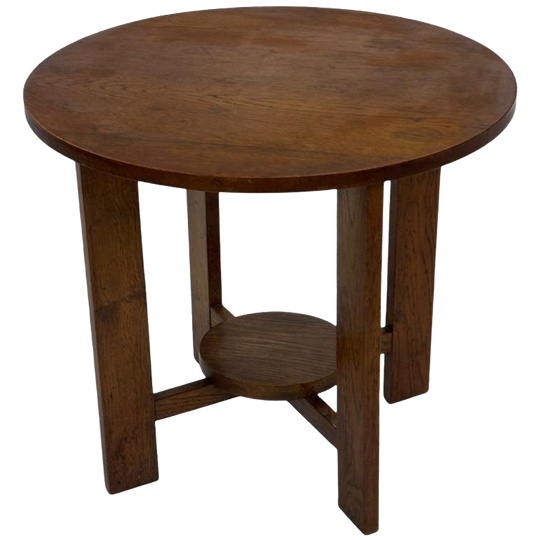 Art Deco Plantentafeltje Bijzettafeltje Eikenhouten Jaren 50 1