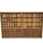 Brocante, Bruine Antieke Houten Letterbak, Wanddecoratie K thumbnail 1