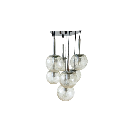 Vintage Lamp Hanglamp Plafondlamp Jaren 70 Bol Glas Doria