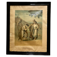 Religieuze Prent; “Ontmoeting Van Jacob En Laban”
