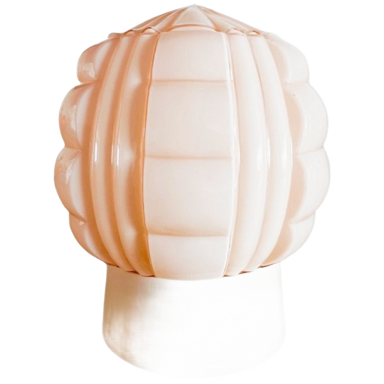 Vintage Thabur Art Deco Plafondlamp Zalmroze 1930’s Plafonnière 1