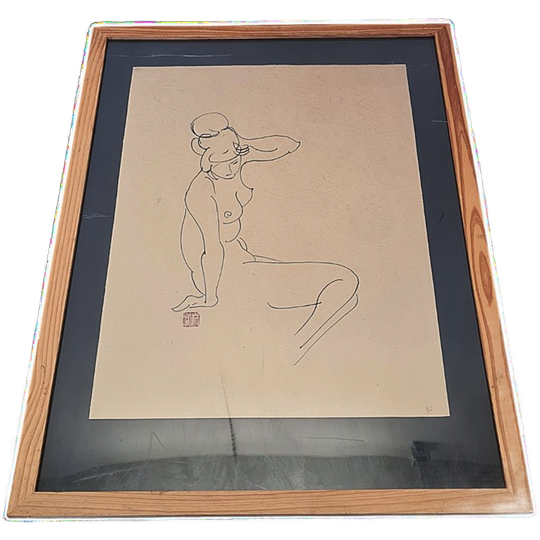 Vintage Chinese Tekening Van Naakte Dame, 2e Helft 20e Eeuw 1