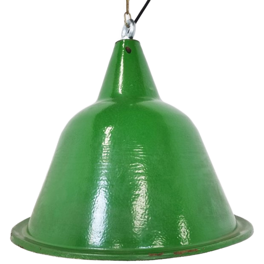 Large Vintage Industrial Green Enamel Pendant Lights, 1960s 1
