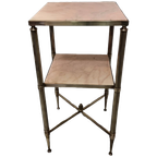 Vintage Messing Met Marmeren Bijzettafel Maison Bagues thumbnail 1