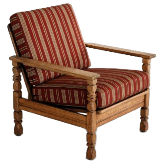 Brutalist Easy Chair | Vintage Fauteuil | Jaren 60 | Eiken 1