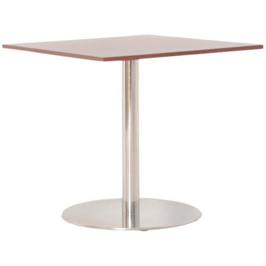 Kantinetafel Pedrali, Mahonie Blad, 80 X 80 Cm, Chrome Vaste Hoogte Onderstel 1