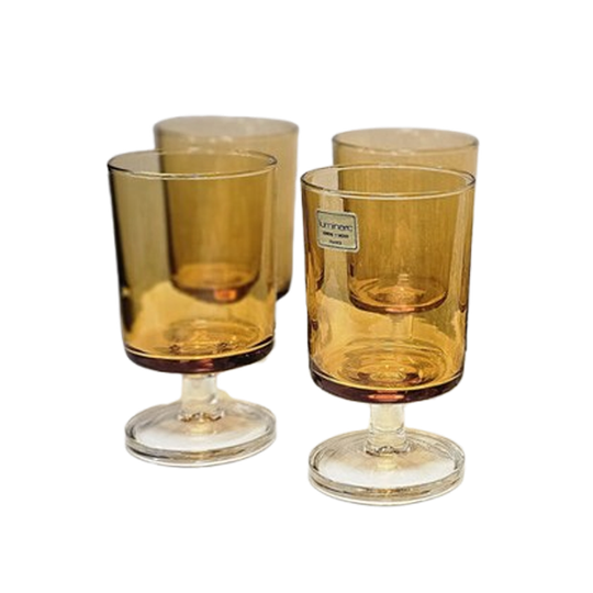 Vintage Luminarc Cavalier Glazen Amber Oker (7x) 1