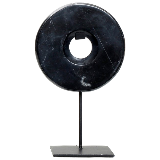 Bazar Bizar | De Marmeren Schijf Op Standaard - Zwart - S 1