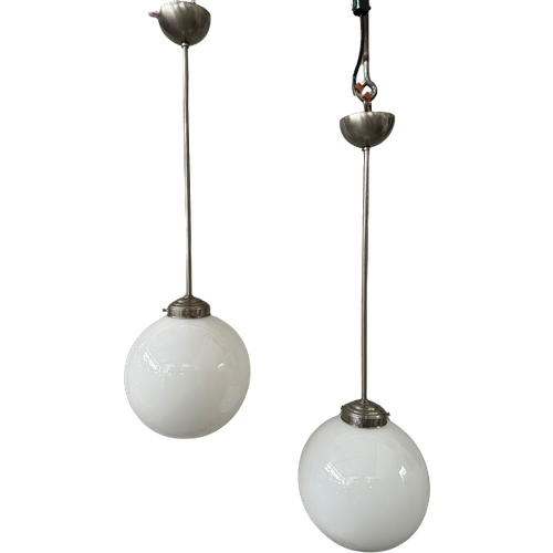 2X Art Deco Opaline Globes