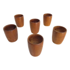 6 Vintage Teak Eierdopjes Hout Denmark ’60 Mid Century Retro thumbnail 1