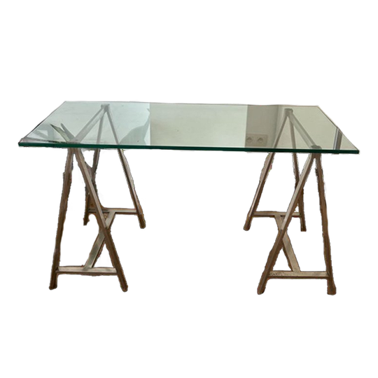 Een Mid-century Modern Trestle Desk (na Milo Baughman) 1