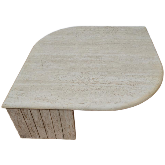 Vintage Mid Century Travertin Salontafel, Koffietafel 1