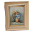Origineel Olieverfschilderij Bloemenstilleven In Vaas.gesigneerd. thumbnail 1