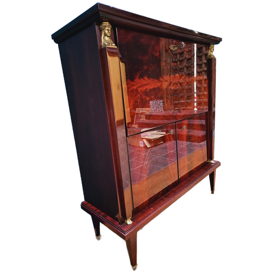 Empire Art Deco Design Barkast Sideboard Palissander Hout Met Pianolak, Bar. 1
