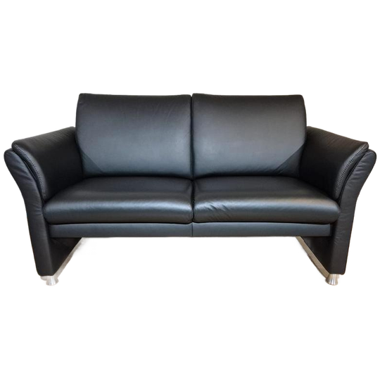 Prominent 2 Zits Bank - Zwart - Leder - Nieuwstaat - Design 1