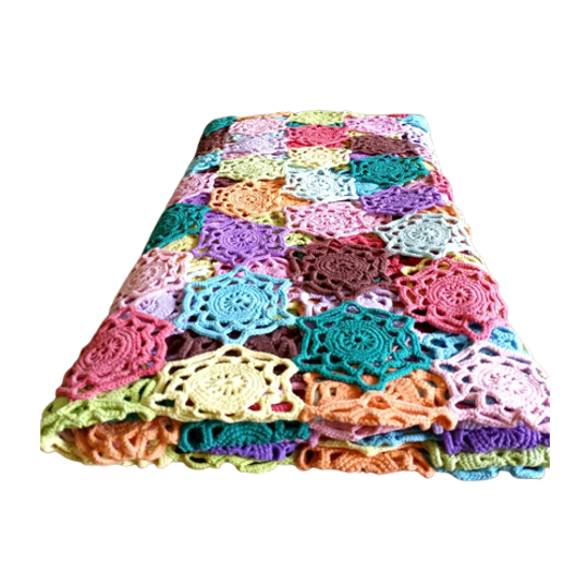 Vintage Kleurrijke Cotton Candy Crochet Sprei Jaren '70 1