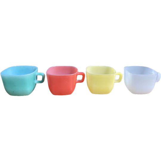Set Of 4 Colorful Opale Glas Cups 1960S 1