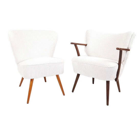 2 Vintage Cocktail Fauteuiltjes | Stoelen Nieuw Gestoffeerd 1