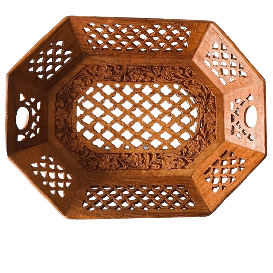 Vintage Houtsnijwerk Dienblad Oosters Teak 1970’s 1