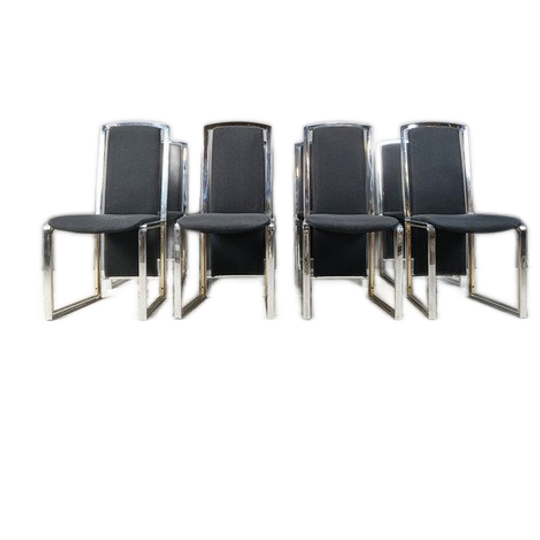 Vintage Brass And Chrome Dining Chairs Setof 8 - 1970s 1