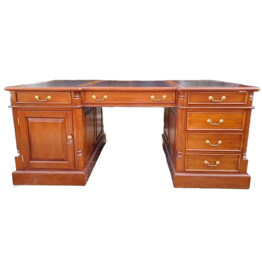 Klassieke Engelse Schrijftafel, Bureau, Partnerdesk, Met Led 1