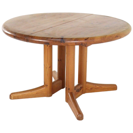 Vamdrup Pine Ronde 2x Verlengbare Eettafel Deens Vintage 1