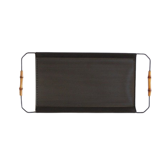 Bamboo And Metal Serving Tray, 1950s 1