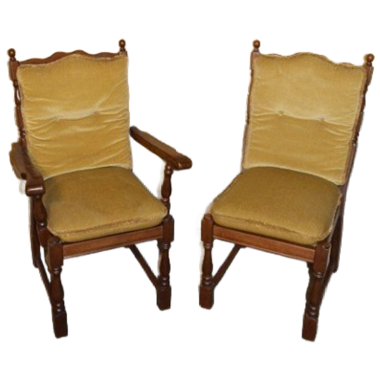 Mid Century Fauteuils Met Geel Pluche Kussen – Dames- En Herenstoel 1