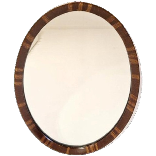 Vintage Ovale Spiegel Met Bruine Rand Jaren 70 1