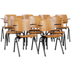 Set Van 12 Vintage Jaren ’60 Dutch Design Marko School/kantine/eetkamerstoelen Met Armleuningen thumbnail 1