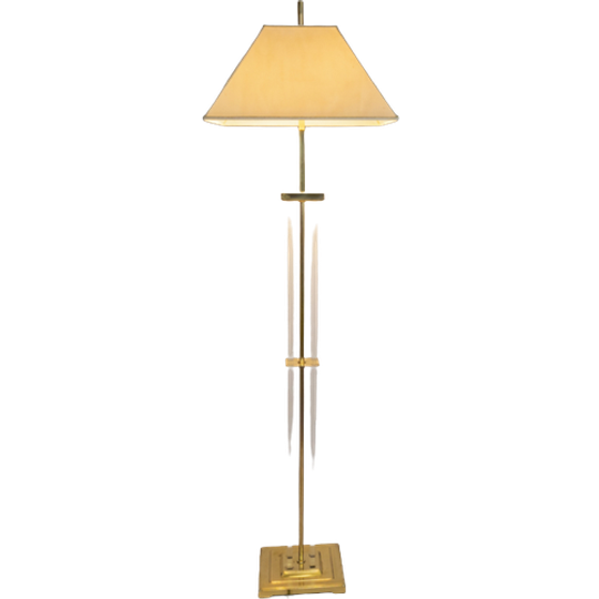 Lucite - Vloerlamp - Jaren 1970 - Messing - Plexiglas - Hollywood Regency Vloerlamp - 70's 1