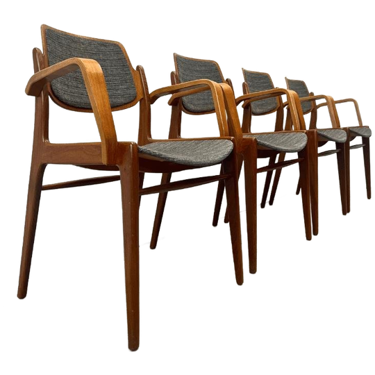 4x Midcentury Teak Stoelen Hartmut Lohmeyer Voor Wilkhahn 1