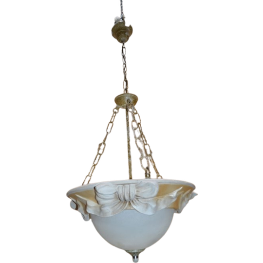 Plafondlamp Met Gips, Glas En Metaal 1